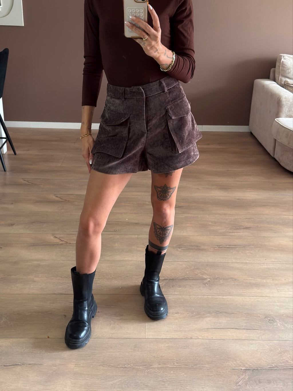 Suede look short