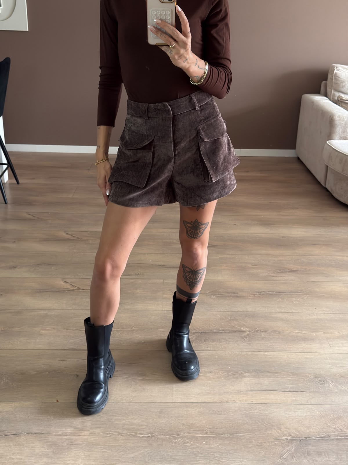 Suede look short