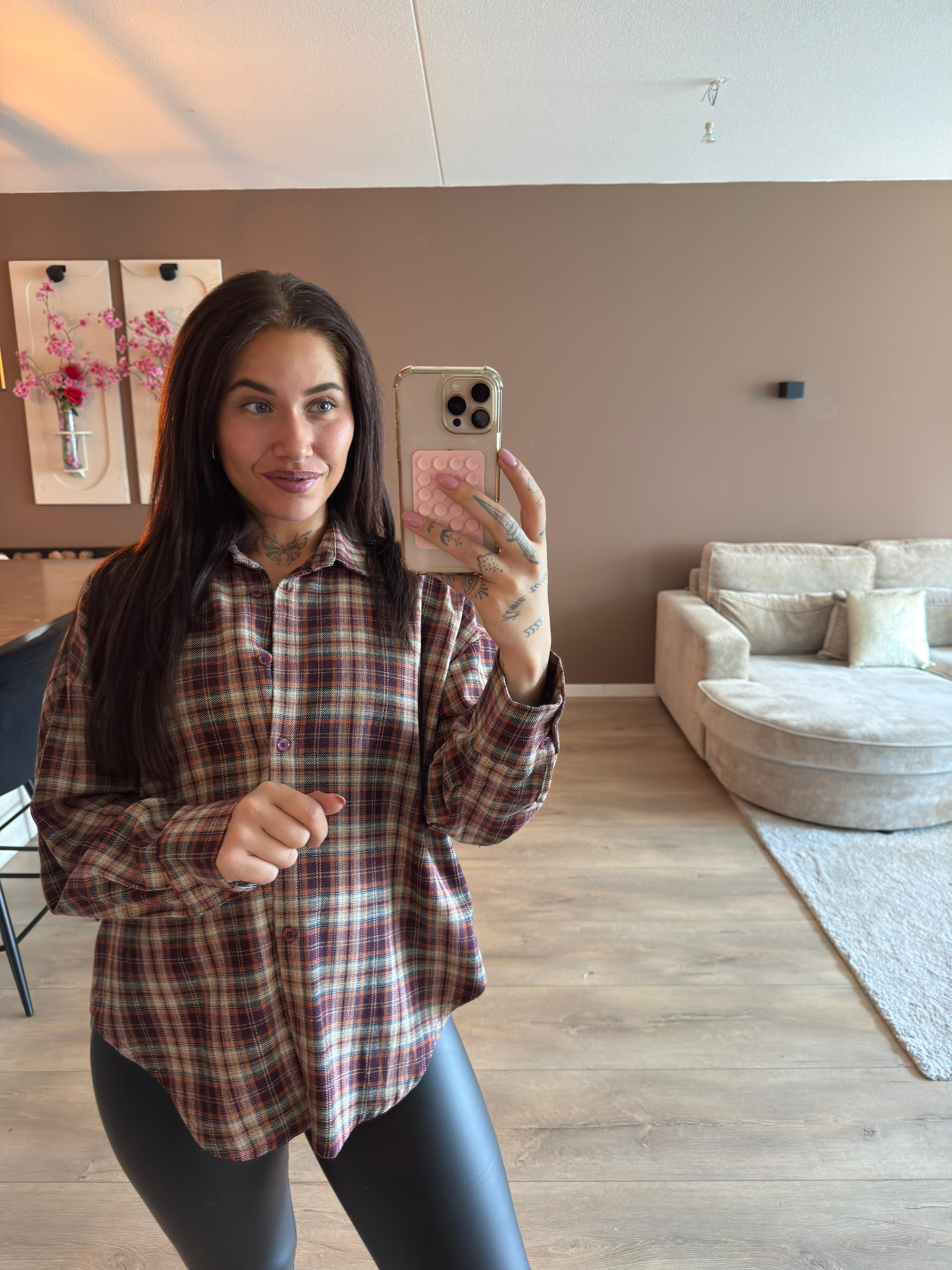 Richie geruite blouse