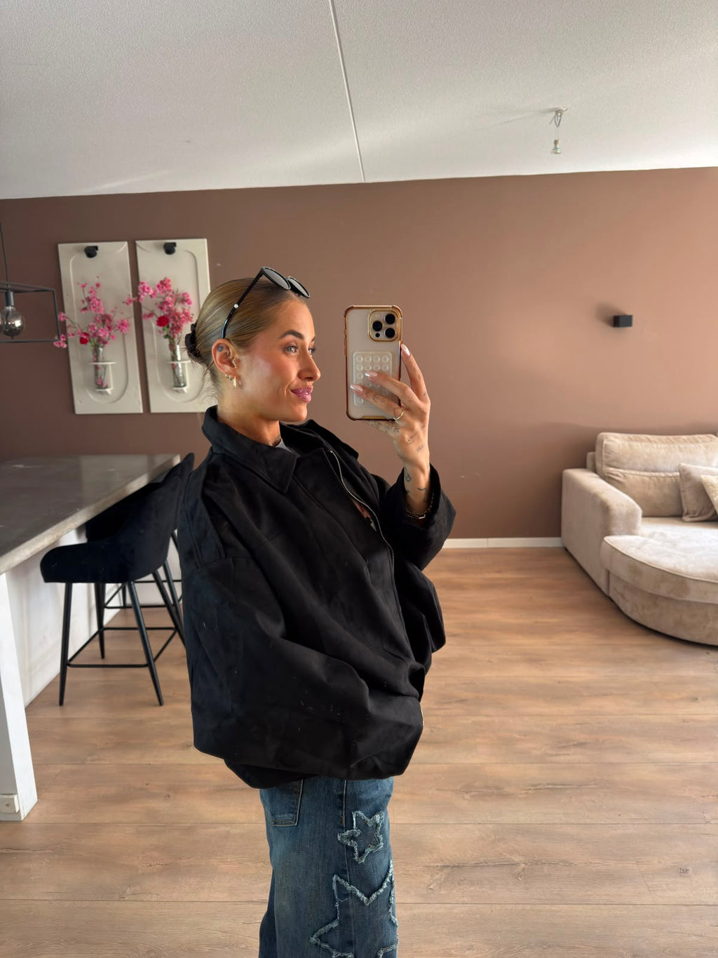 Suede ballon jacket
