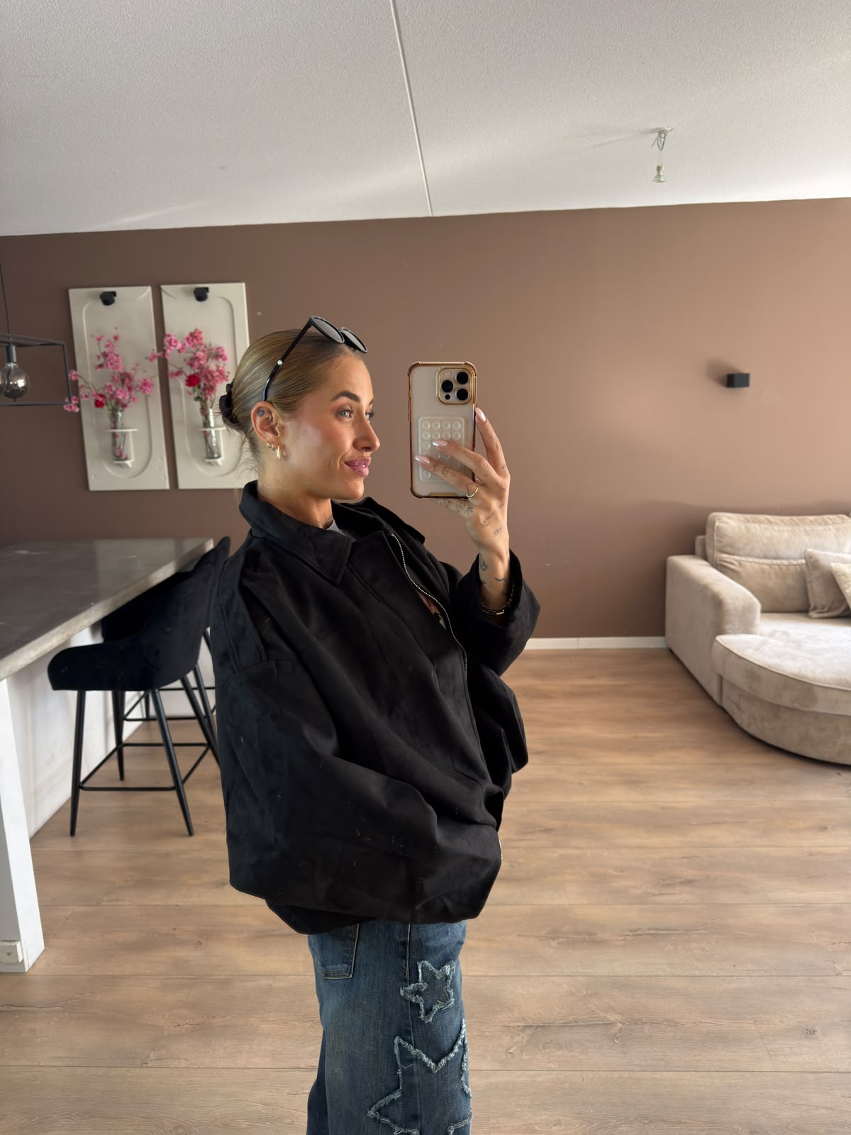 Suede ballon jacket
