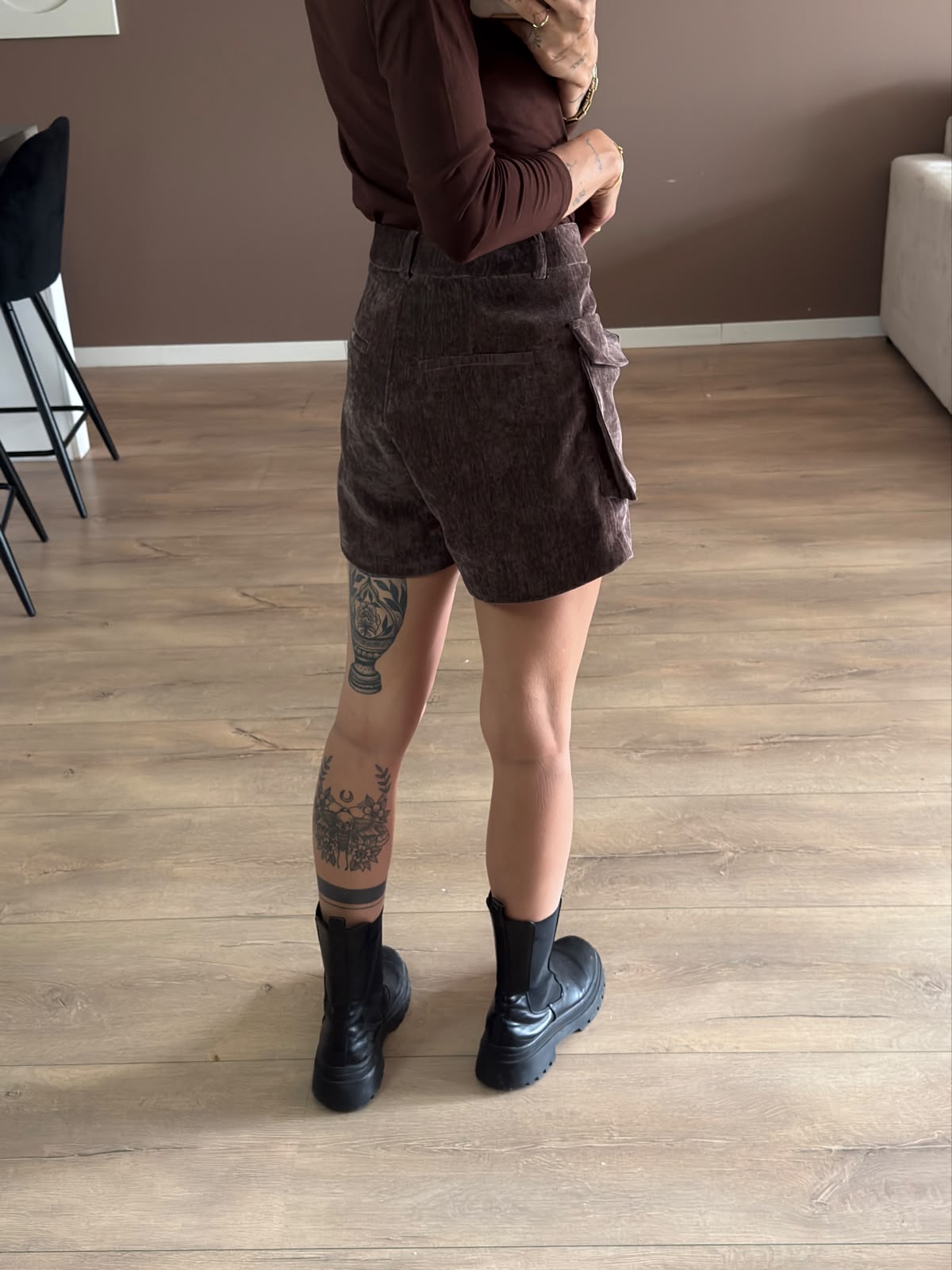 Suede look short