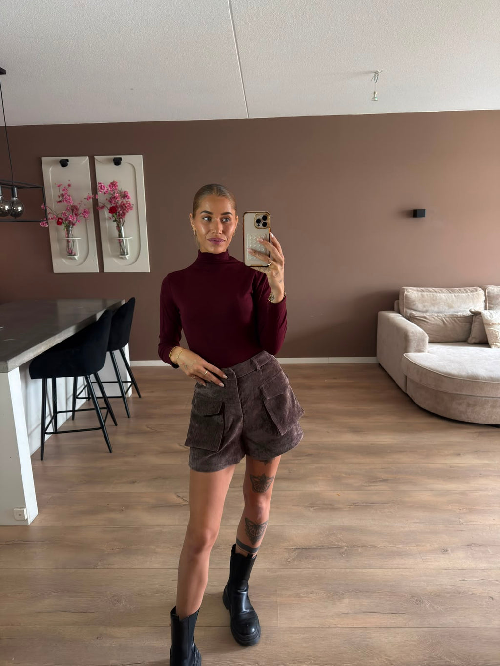 Suede look short