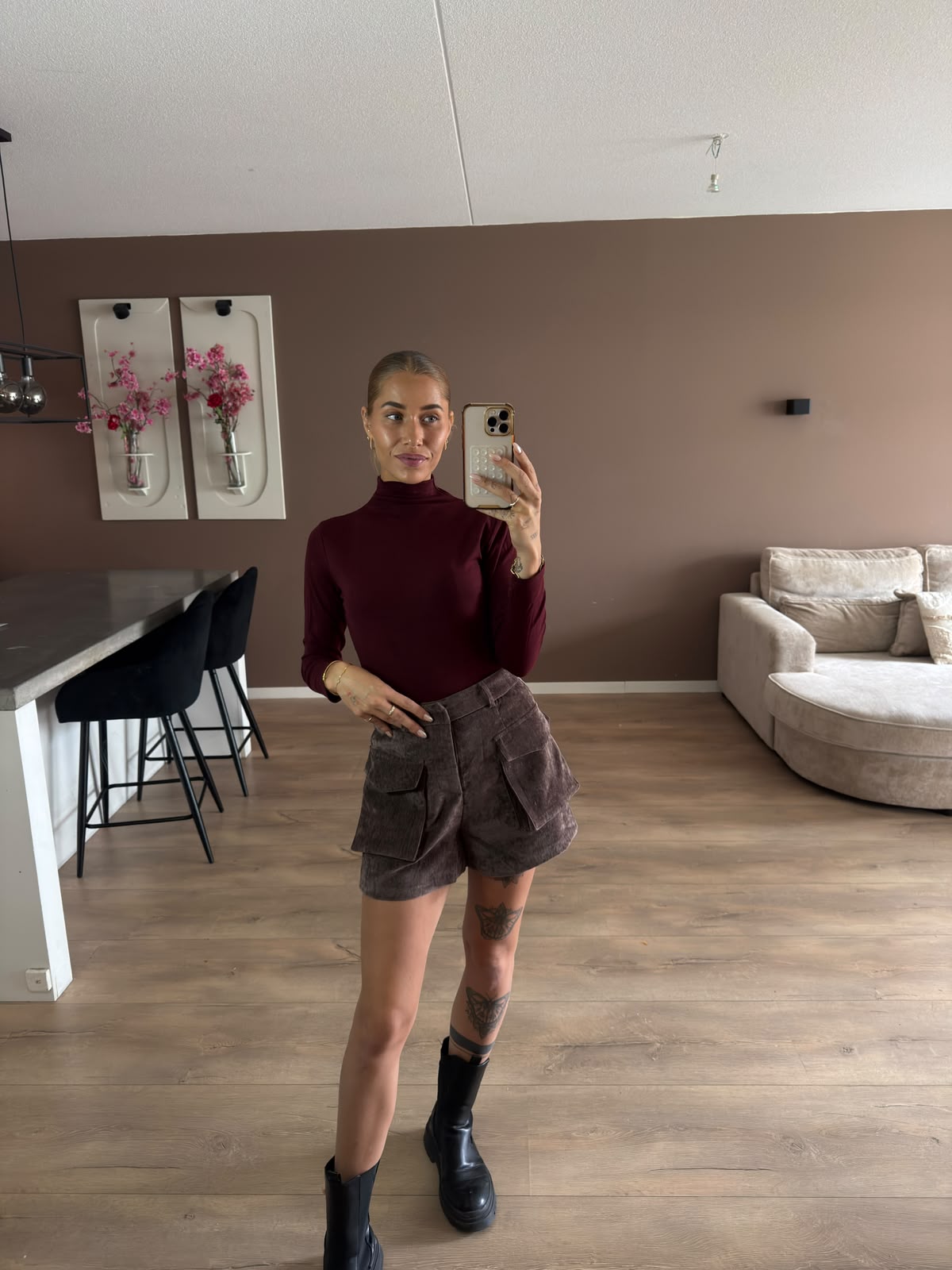Suede look short