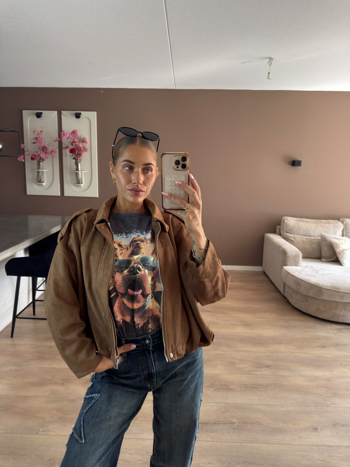 Suede ballon jacket
