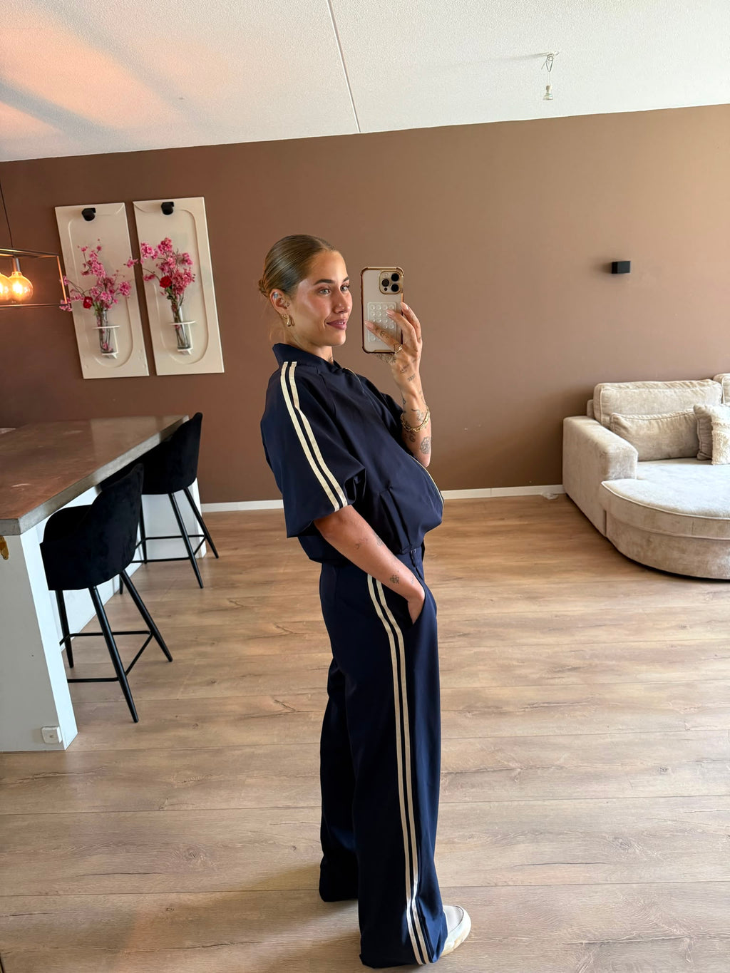 Elise top navy blauw
