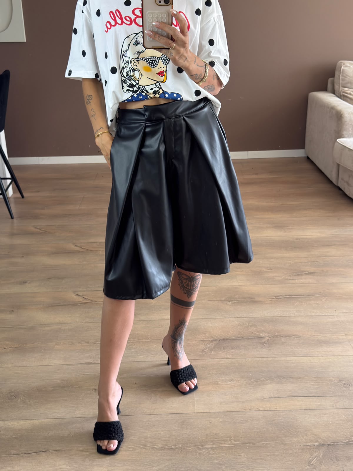 Faux leather Bermuda