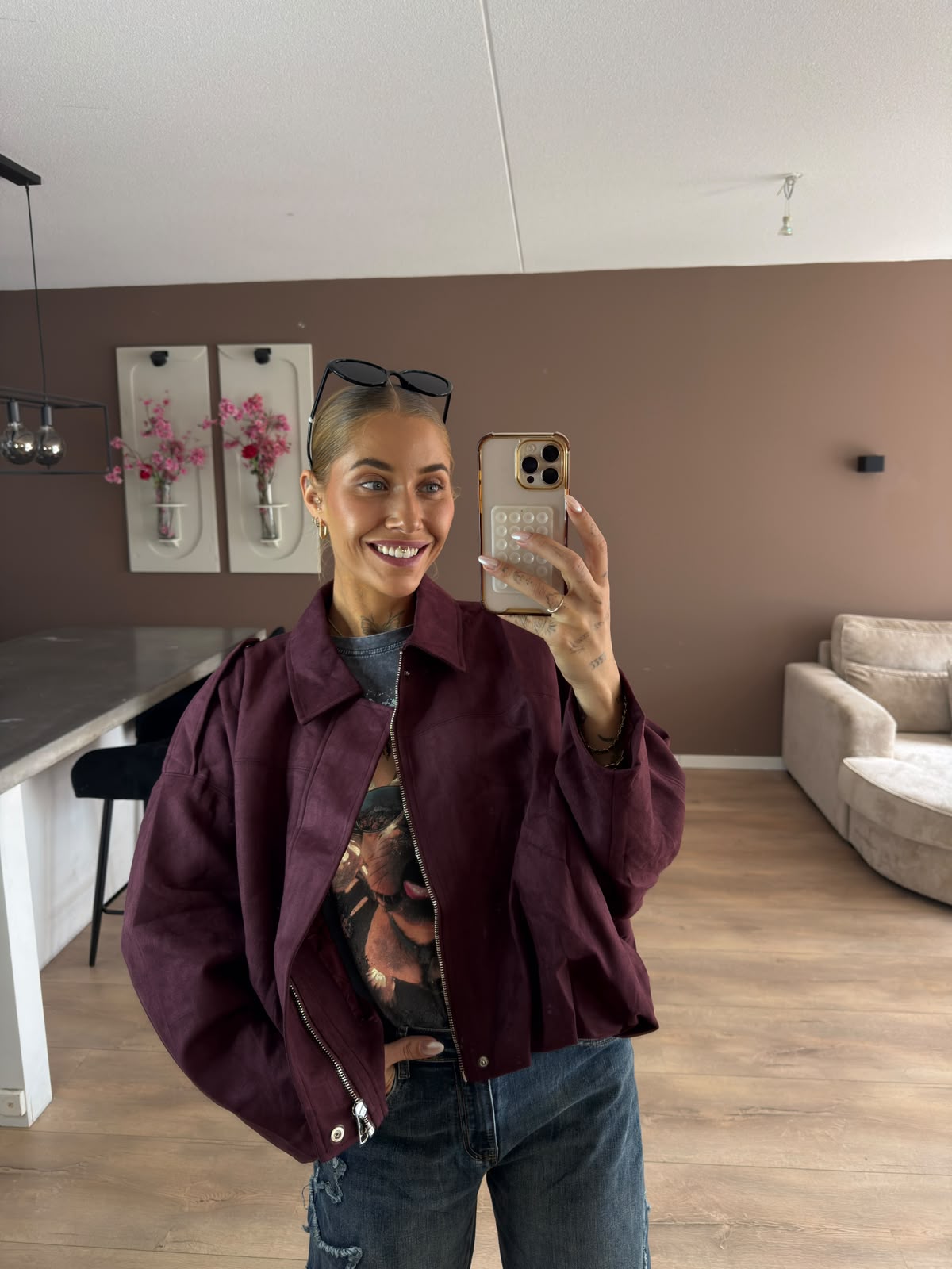 Suede ballon jacket