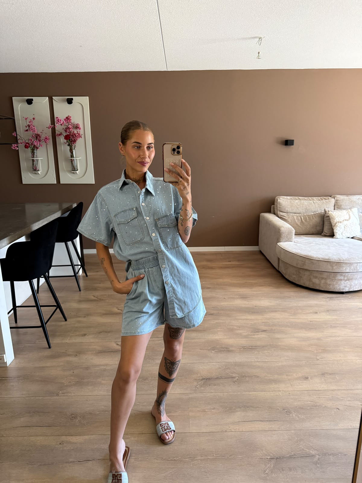 Denim glitter set