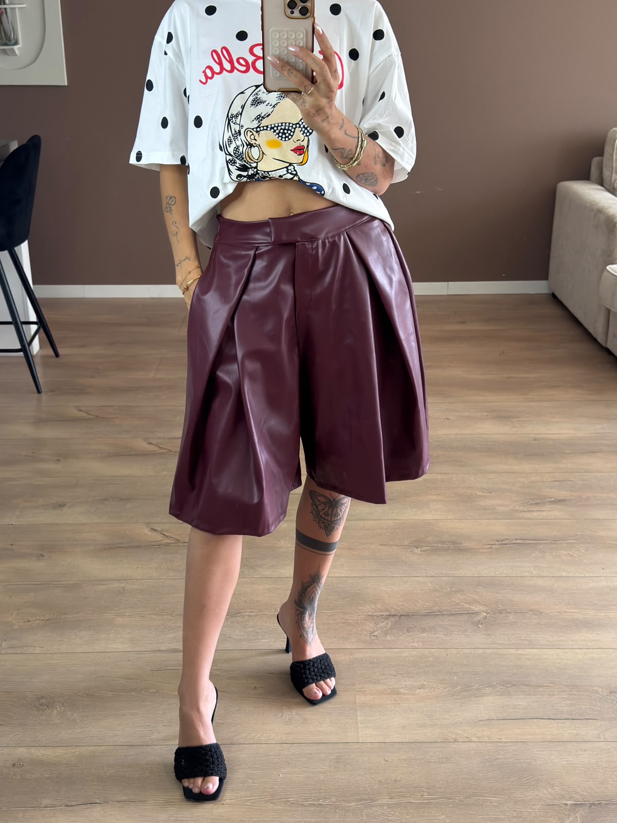 Faux leather Bermuda