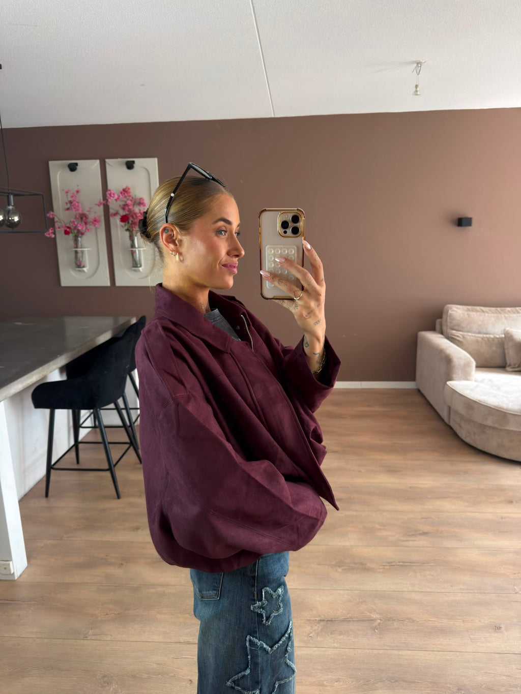 Suede ballon jacket