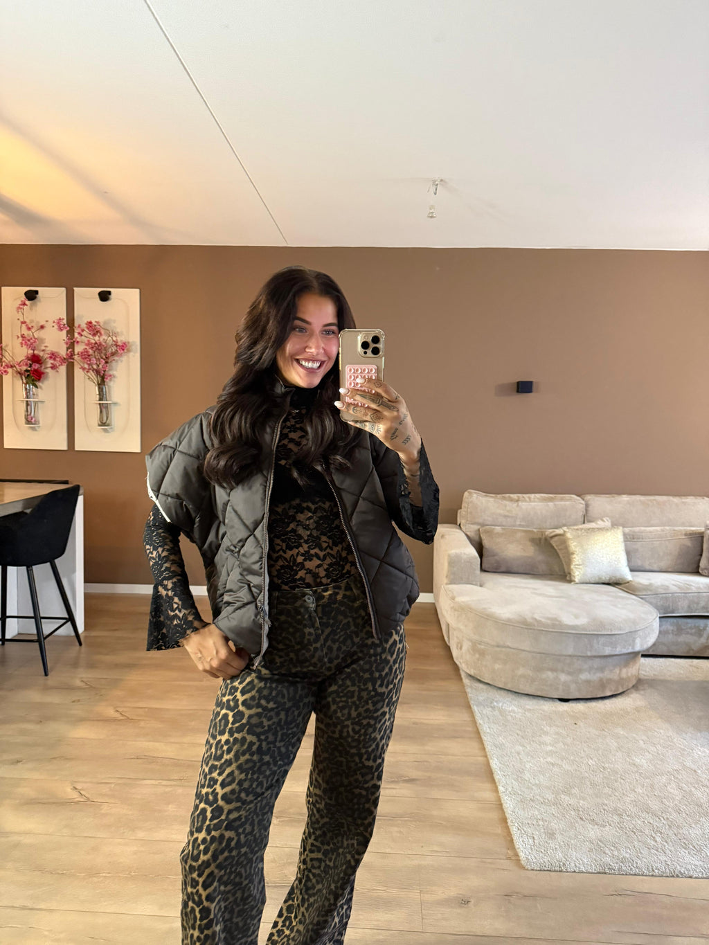 Reversible body warmer choco
