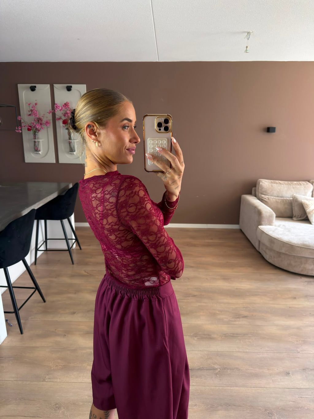 Jill kanten top bordeaux