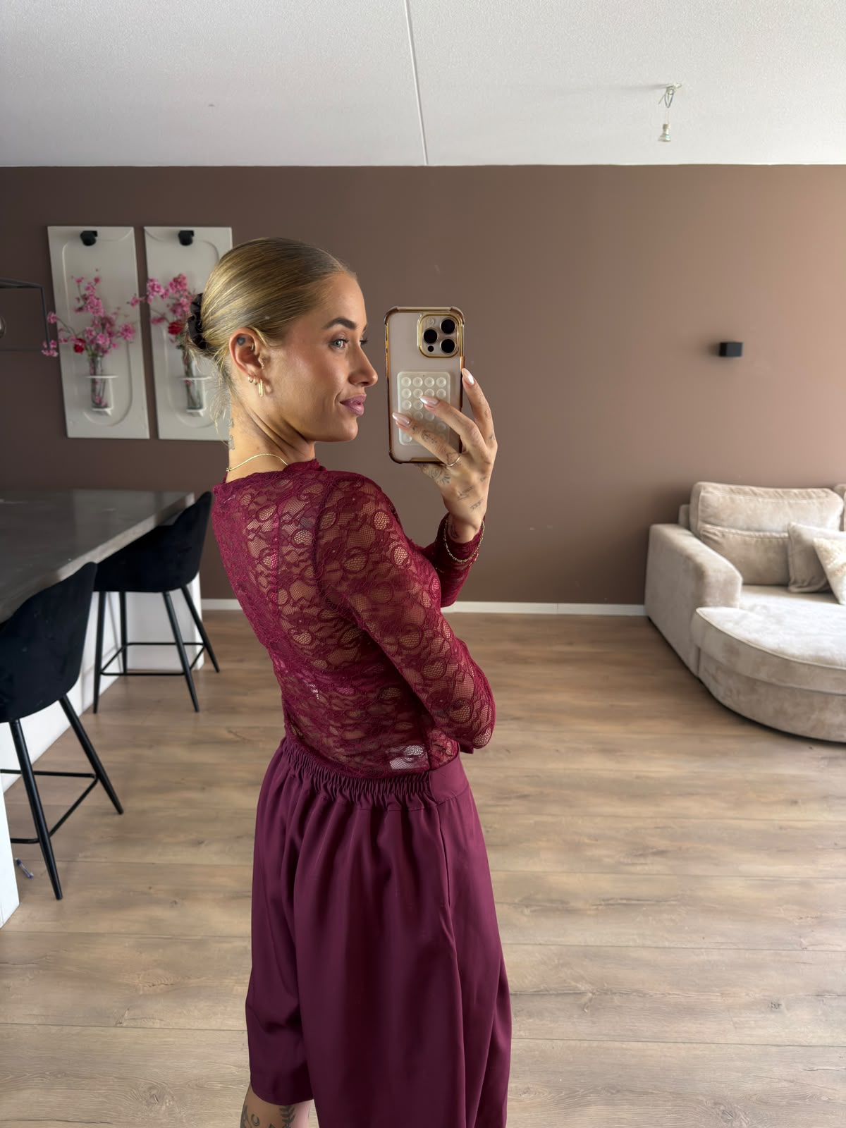 Jill kanten top bordeaux