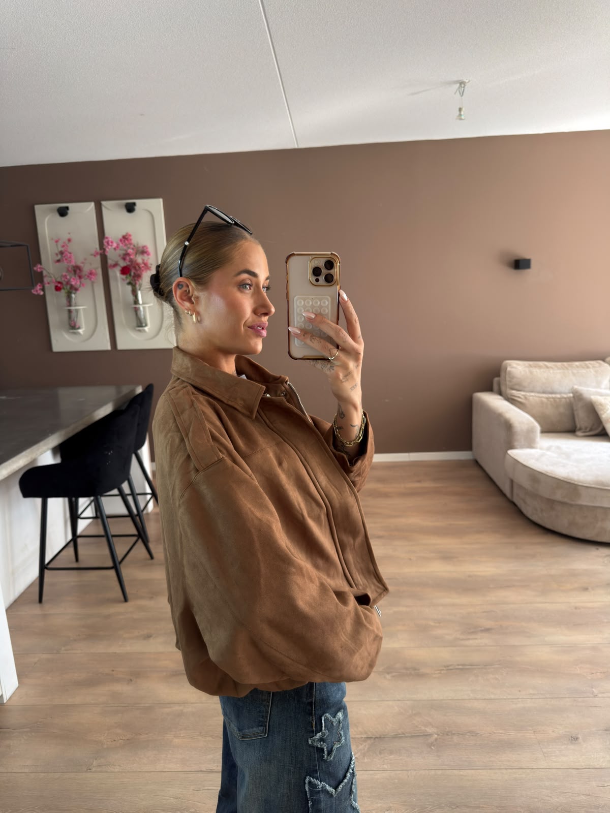 Suede ballon jacket