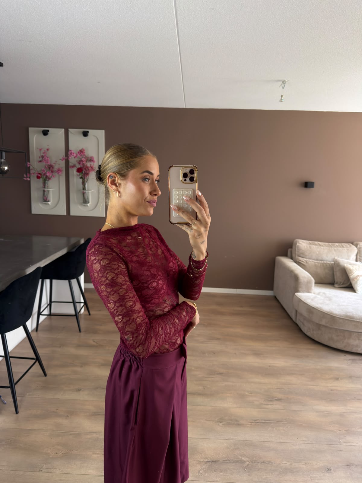 Jill kanten top bordeaux