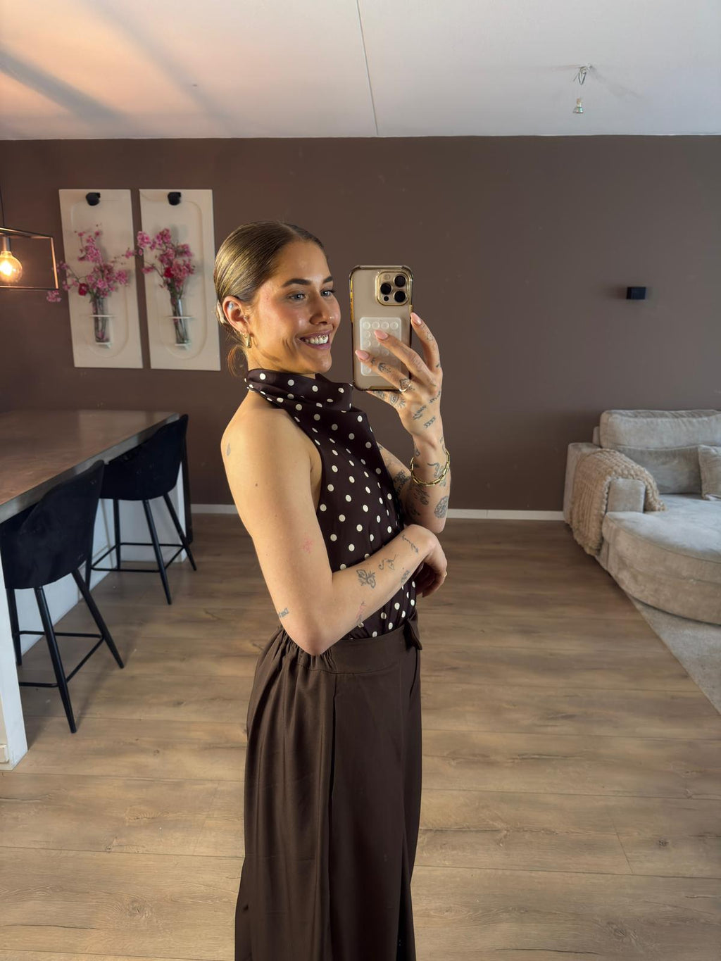 Polka halter top