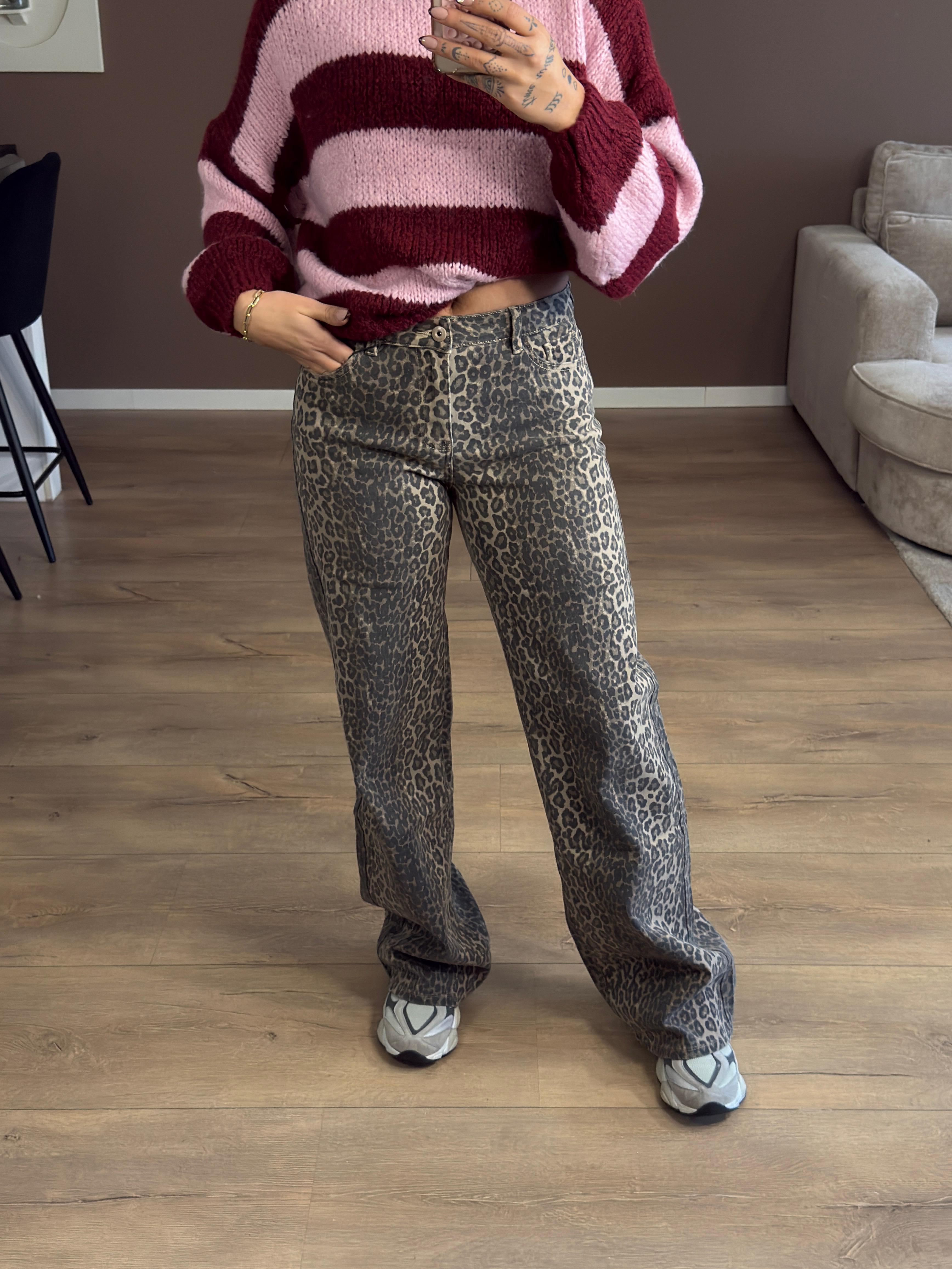 Tall leopard jeans