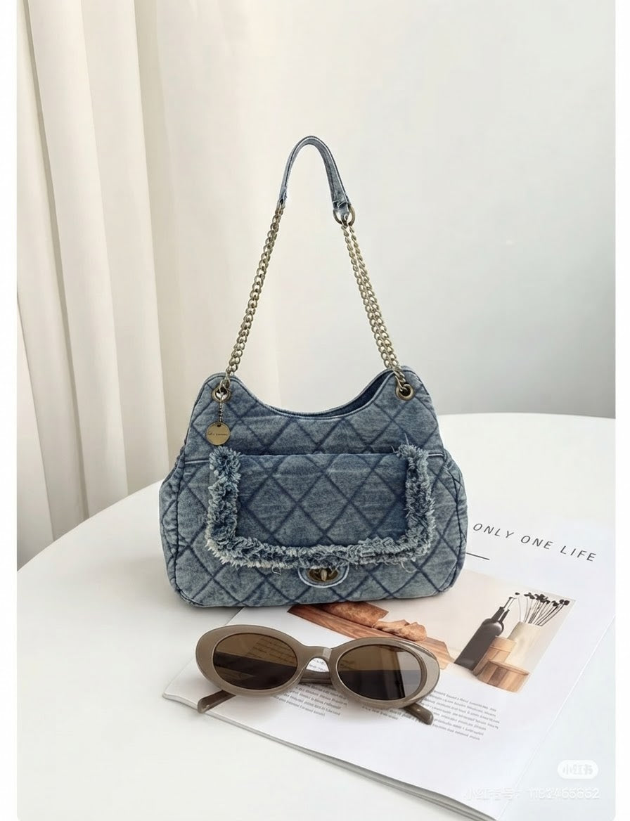 Denim shoulder bag