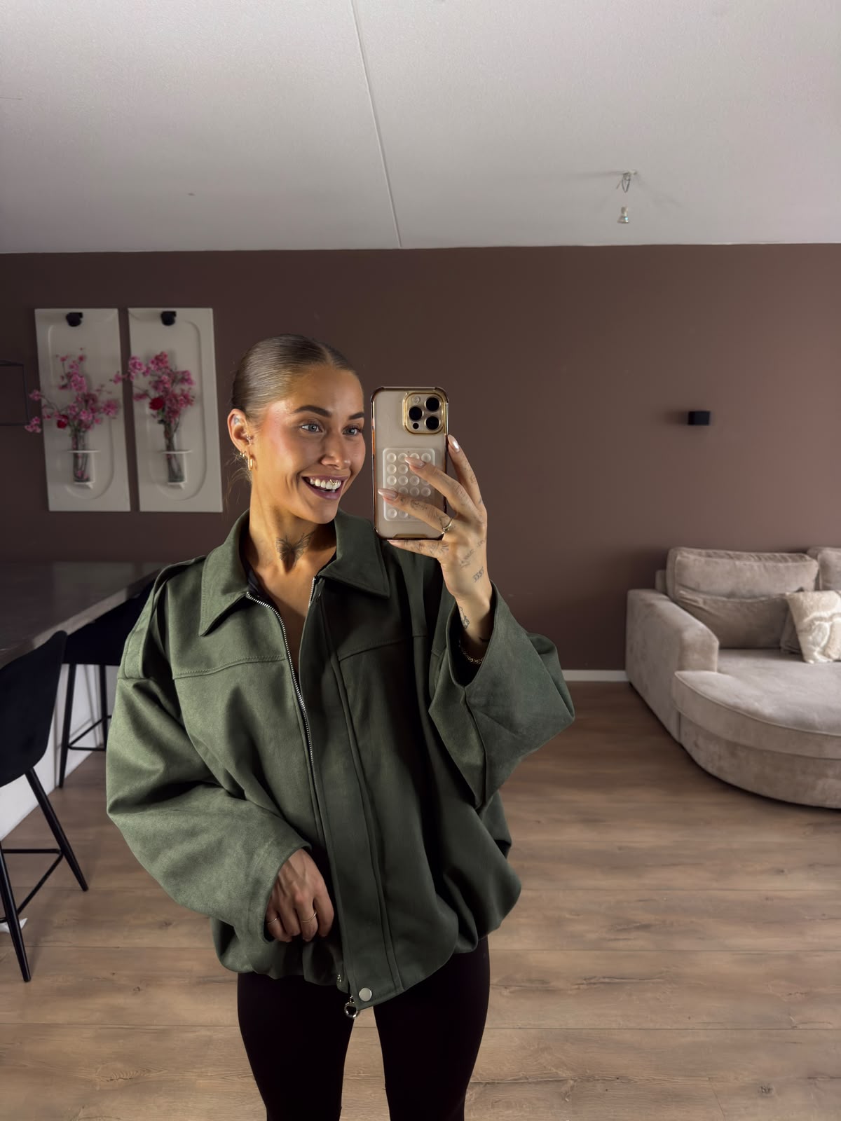Suede bomber jack