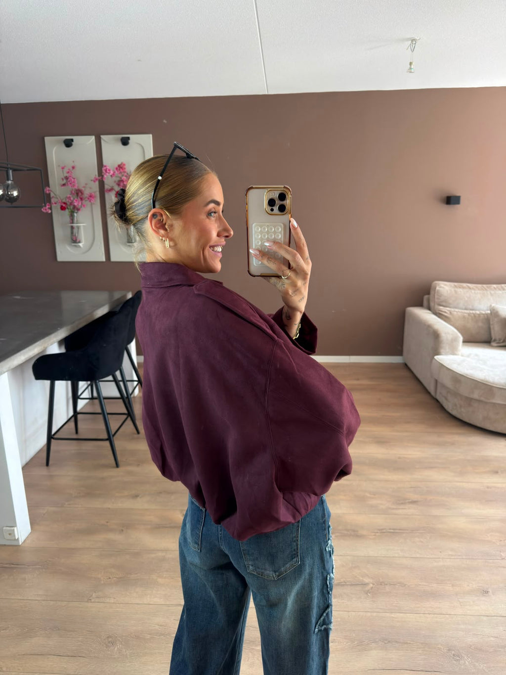 Suede ballon jacket