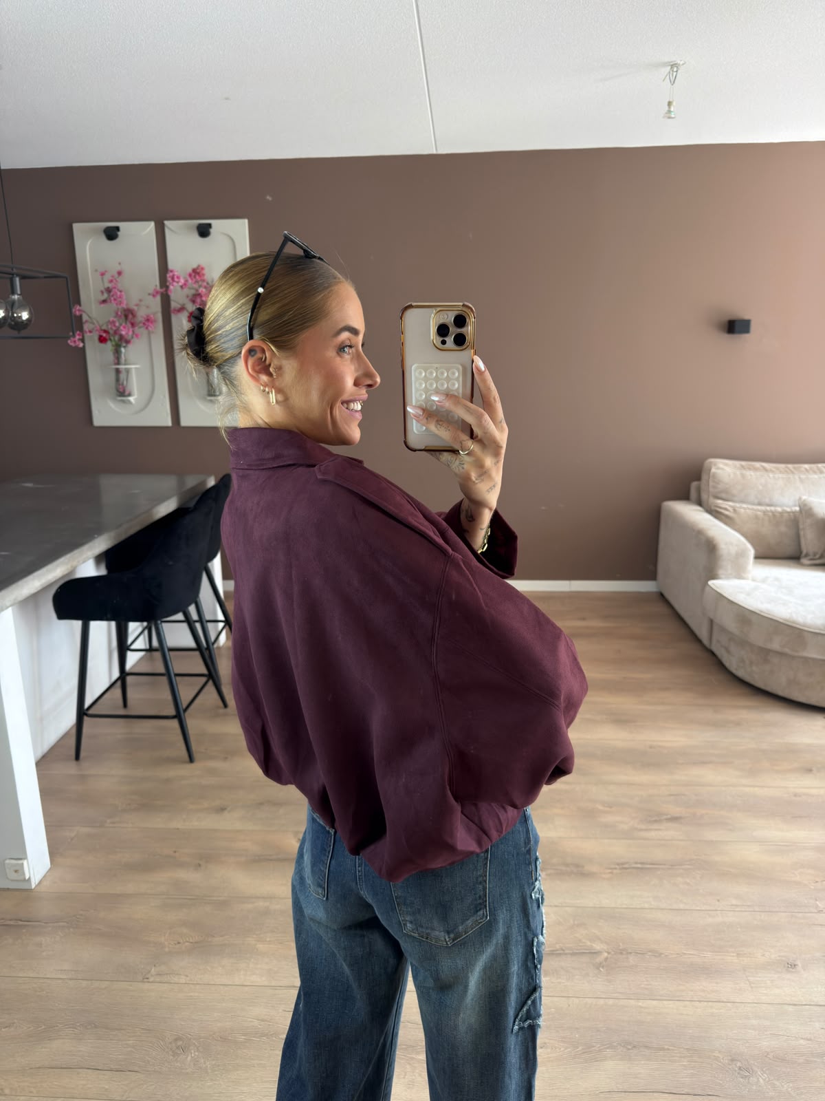Suede ballon jacket