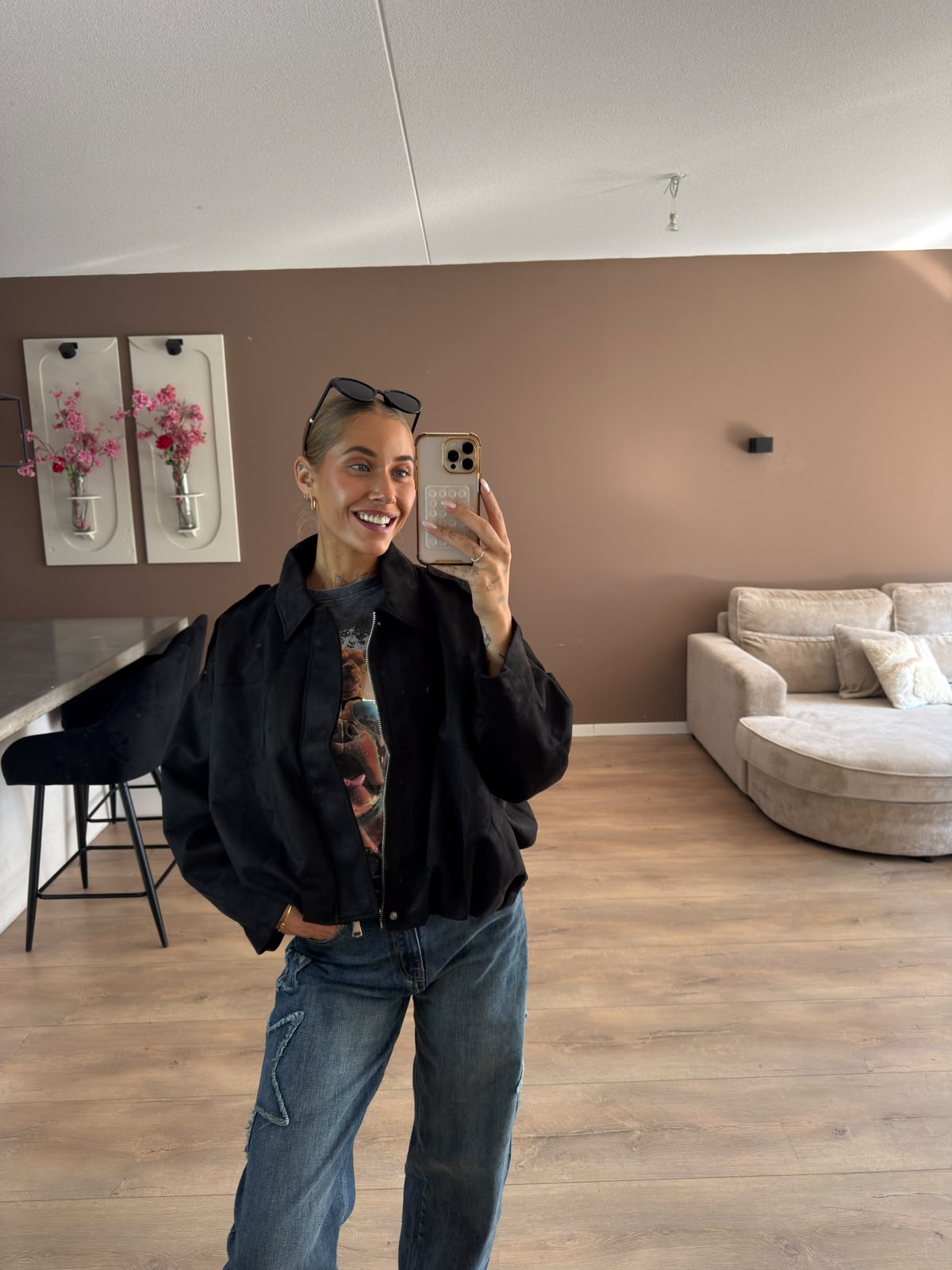 Suede ballon jacket