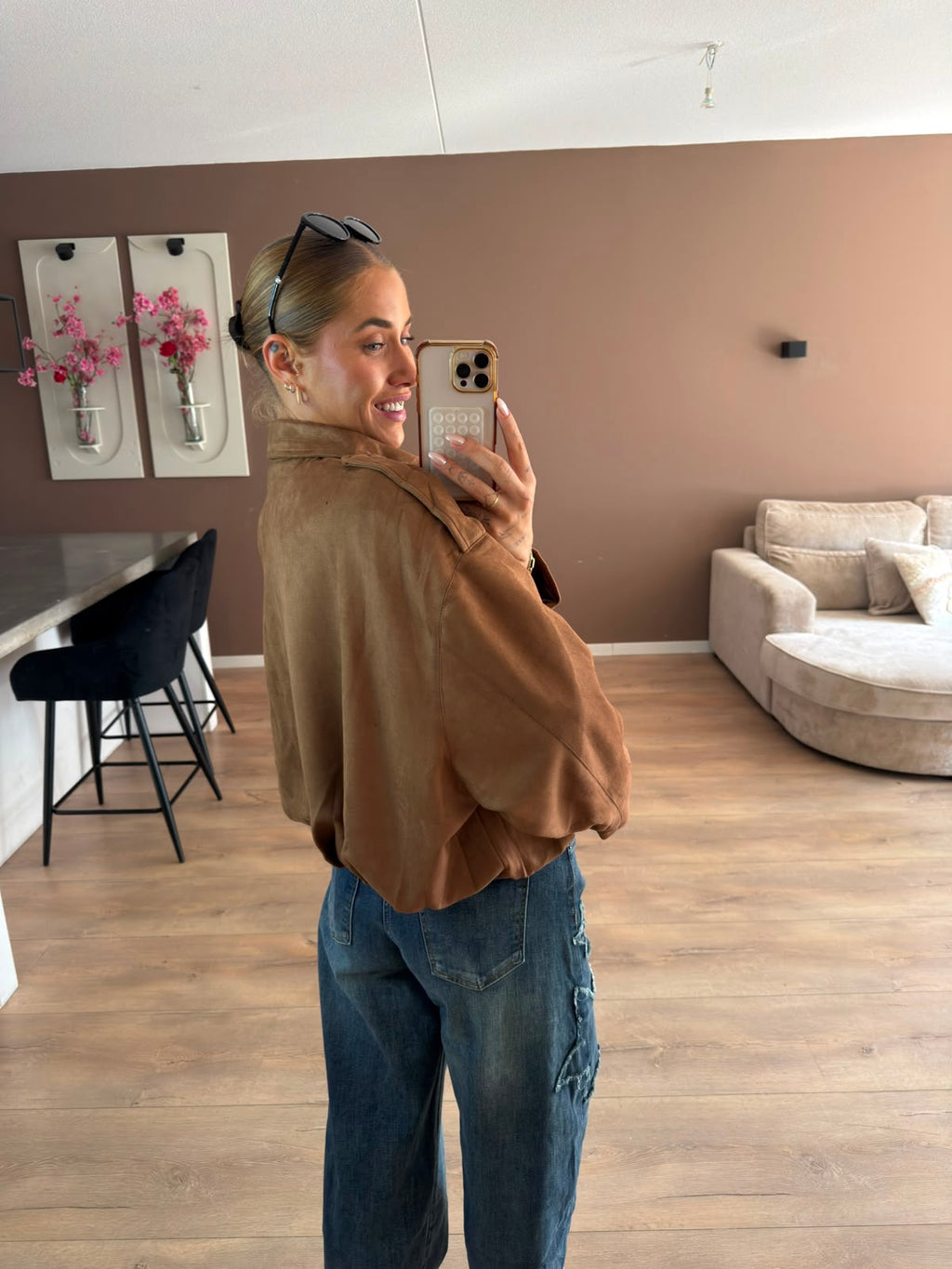 Suede ballon jacket