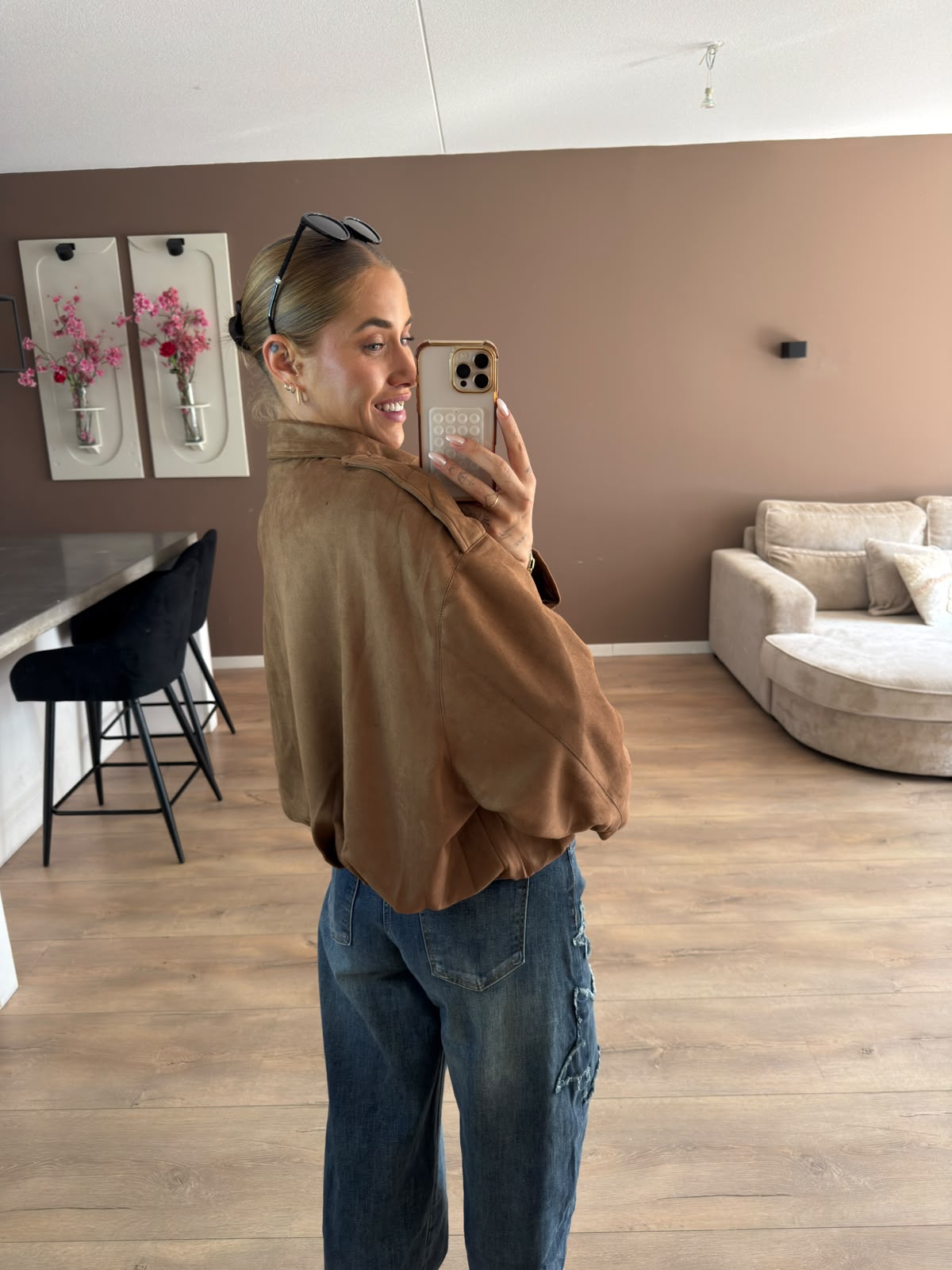 Suede ballon jacket