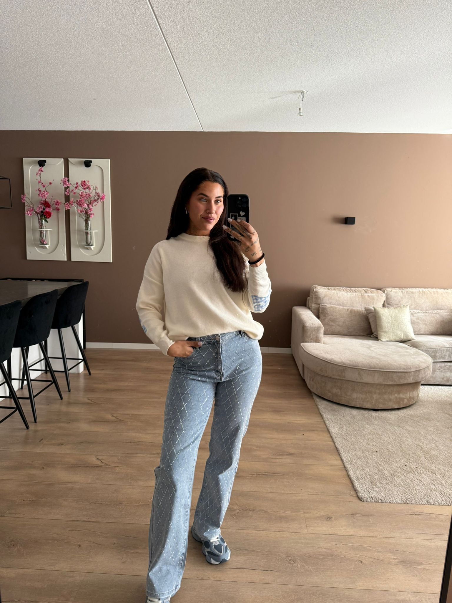 Ny knitwear blue geruit