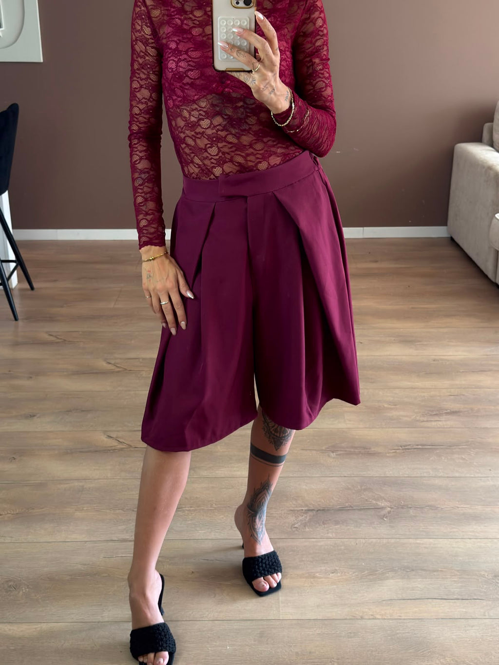Yvie Bermuda Bordeaux
