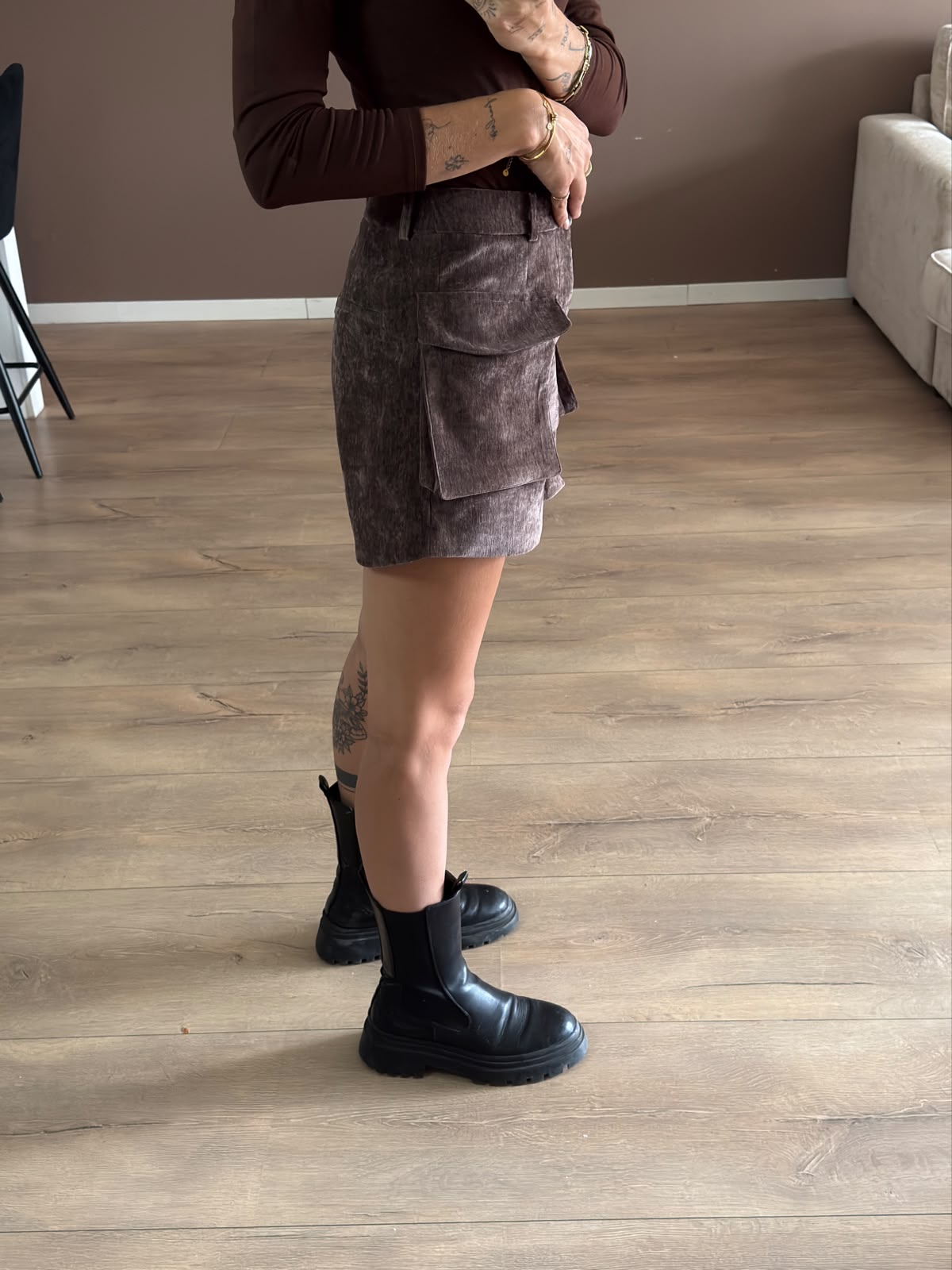 Suede look short