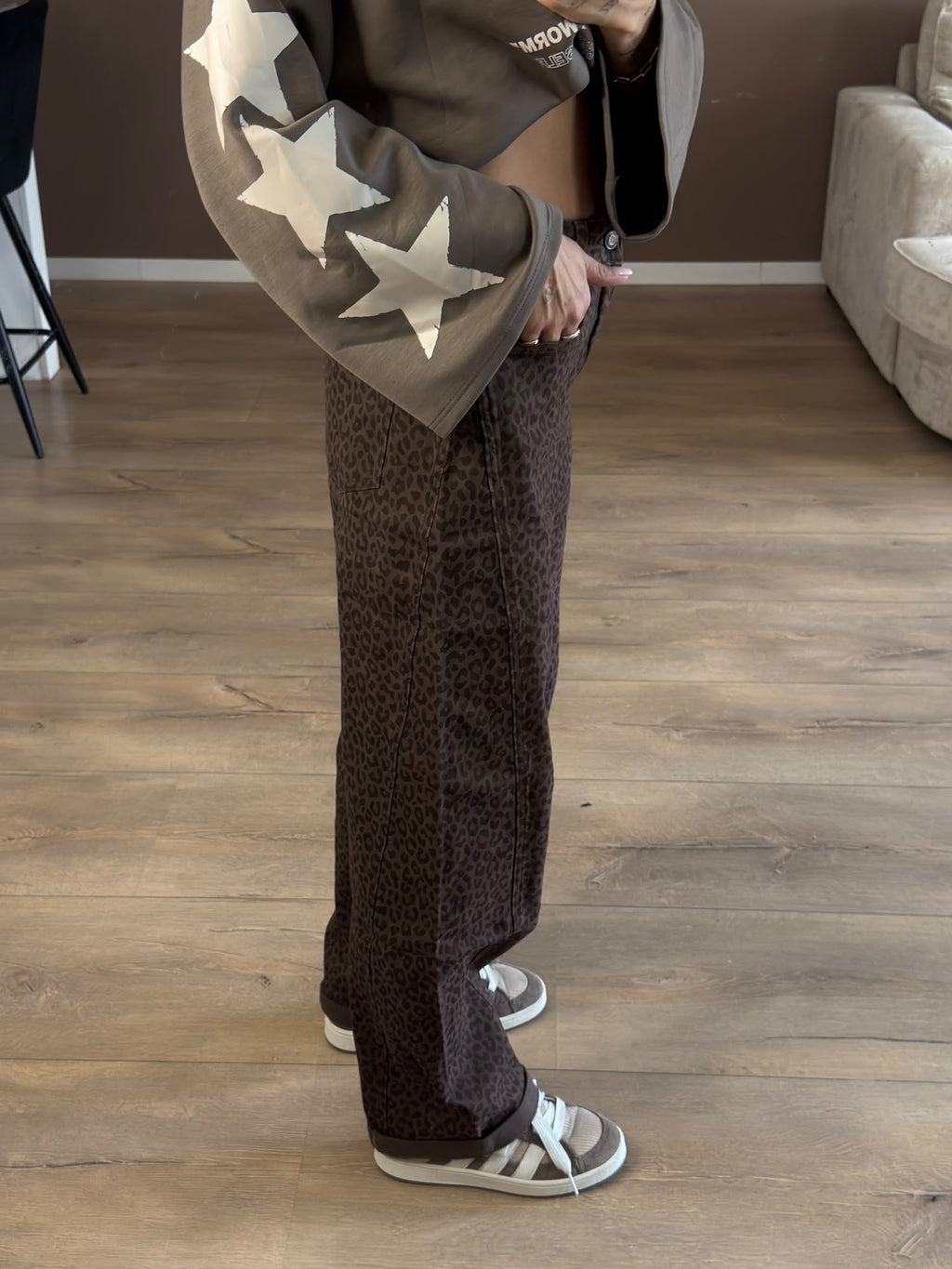 Brown leopard jeans