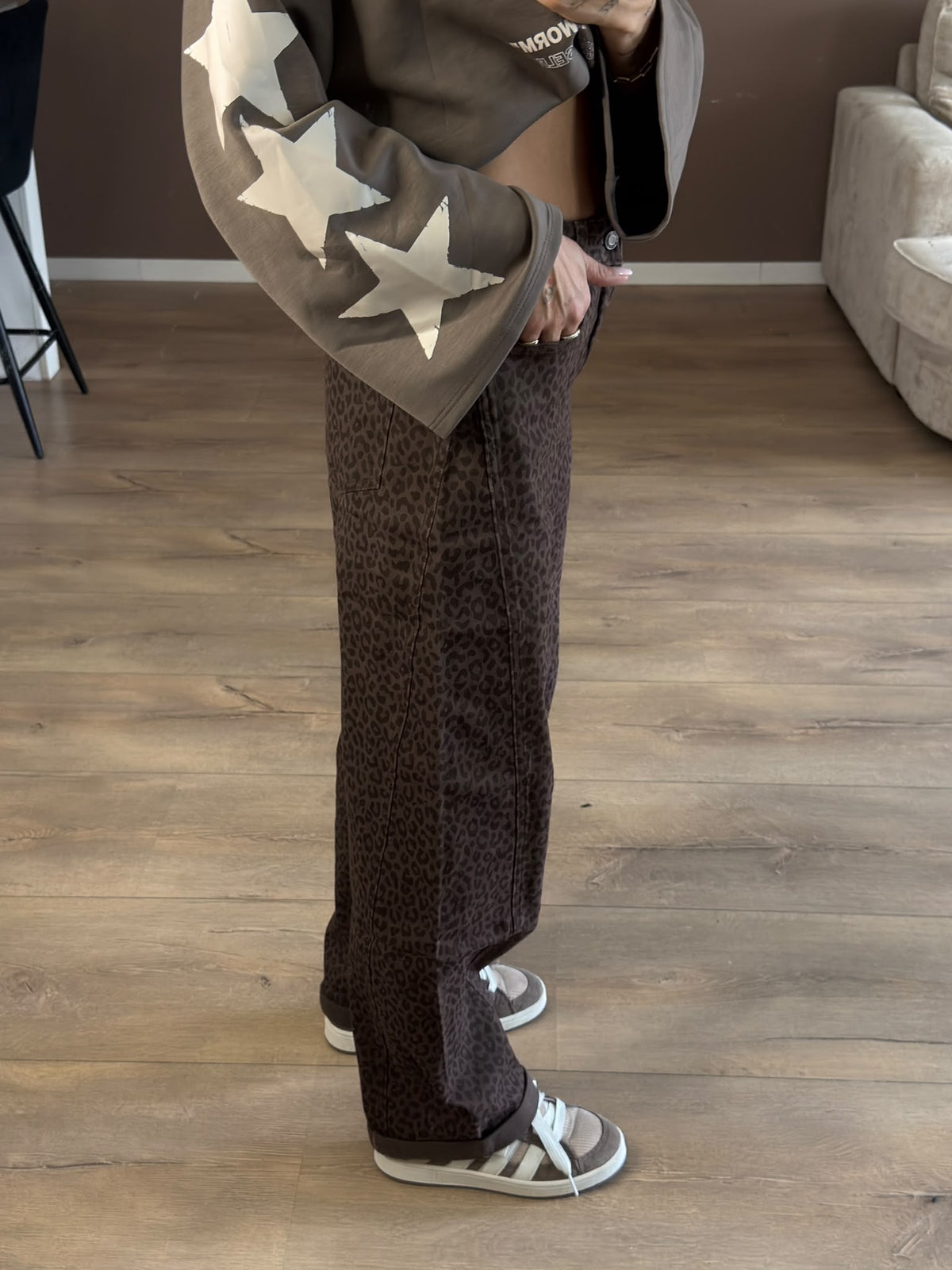 Brown leopard jeans