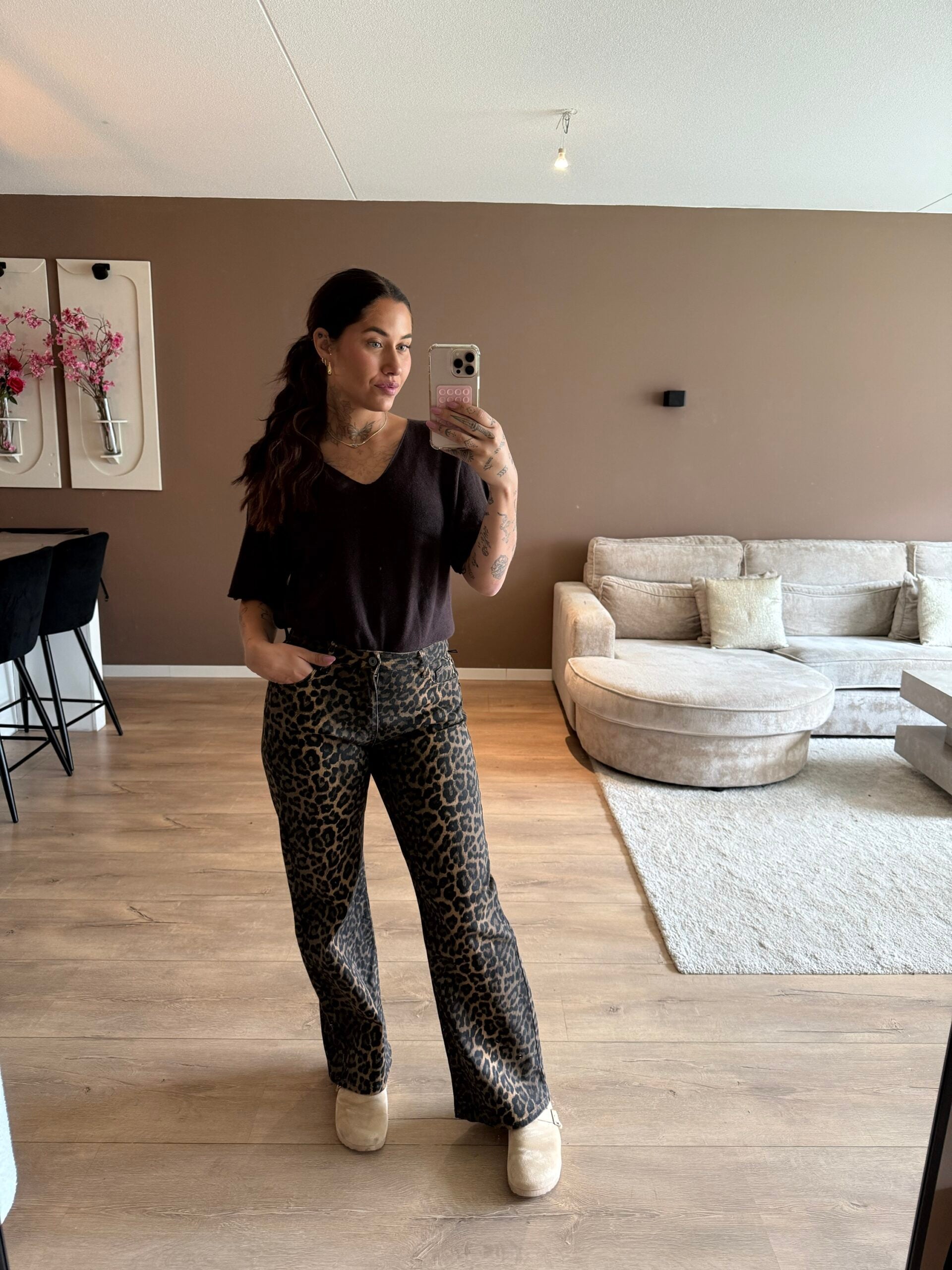 Leopard jeans dark