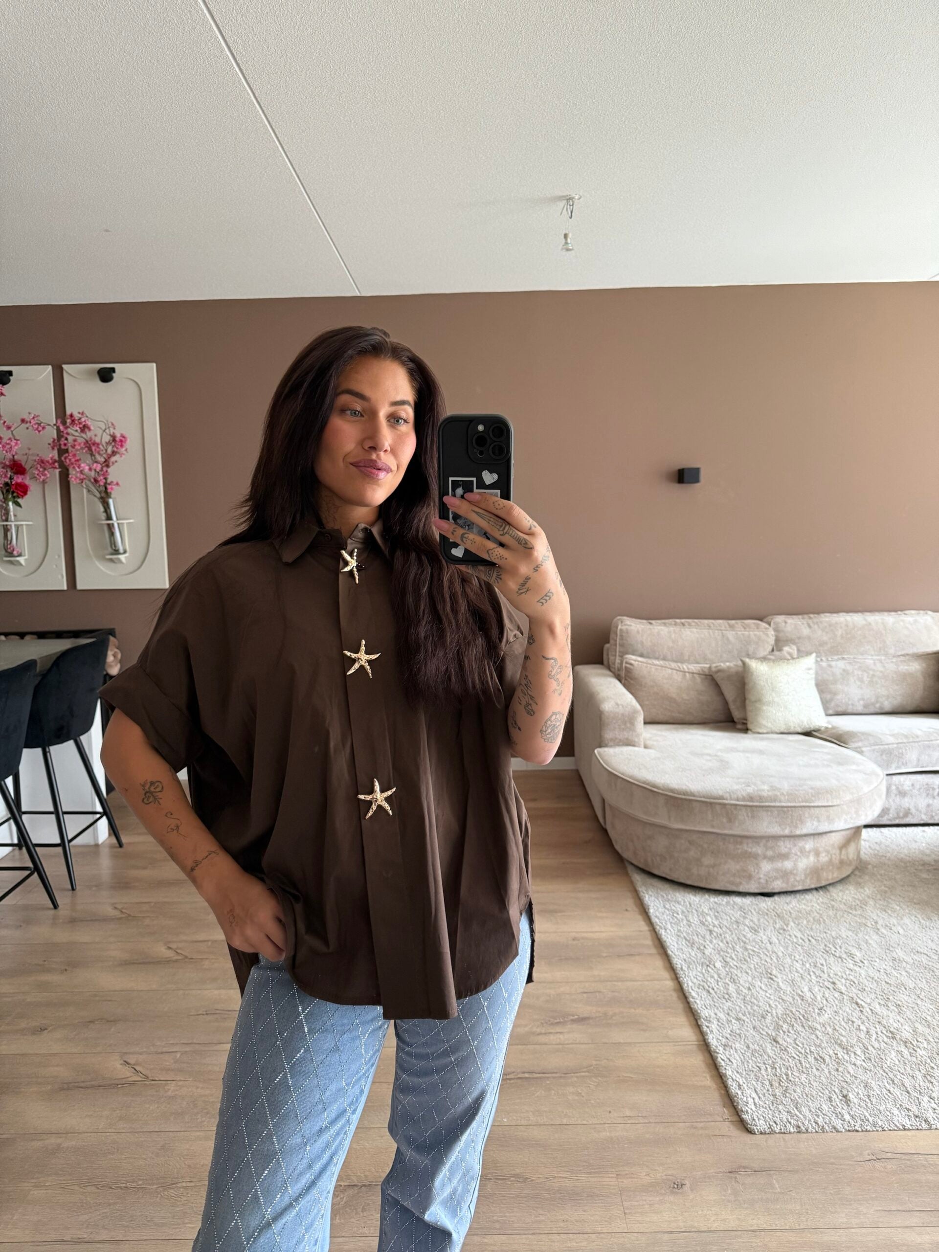 Oversized trend blouse - Choco