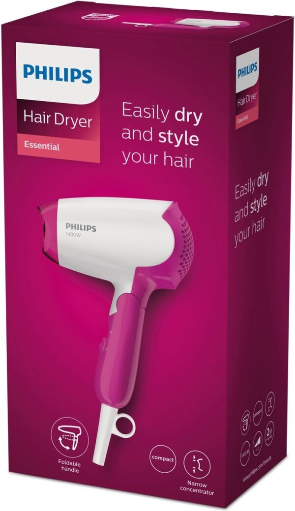 Ga jij op reis? PHILIPS COMPACTE REISFOHN BHD003/00 WIT/ROZE