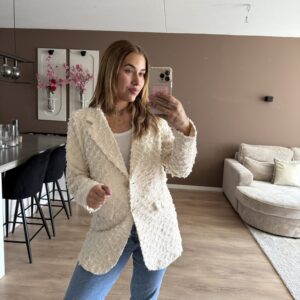 Ruffle blazer beige