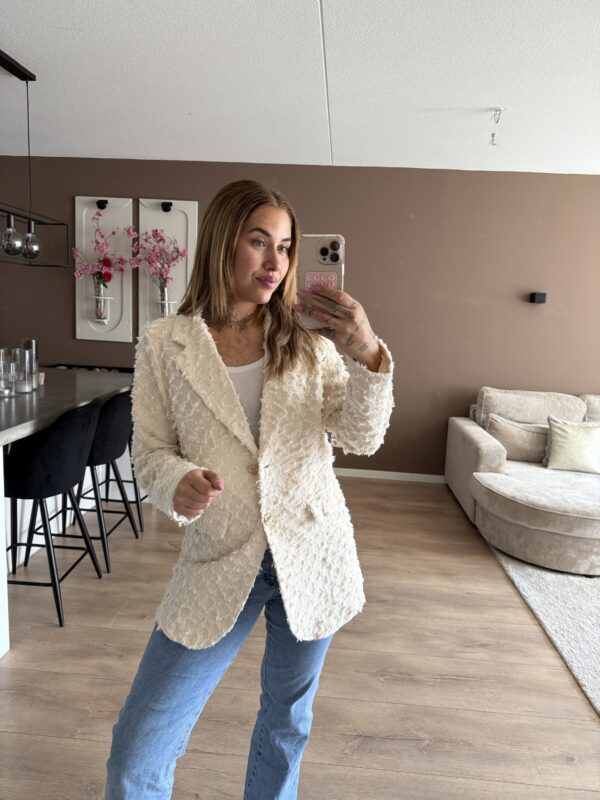 Ruffle blazer beige